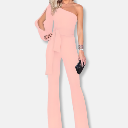 Women's One Shoulder Jumpsuit Slim Fit Flared Leg