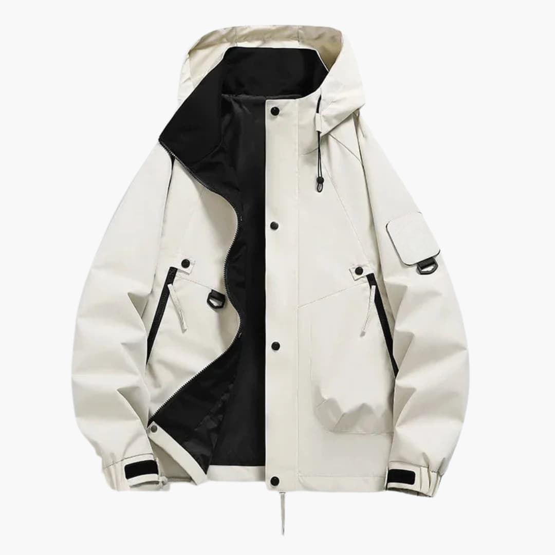 Waterproof Snow Jacket with Hood and Zip Pockets