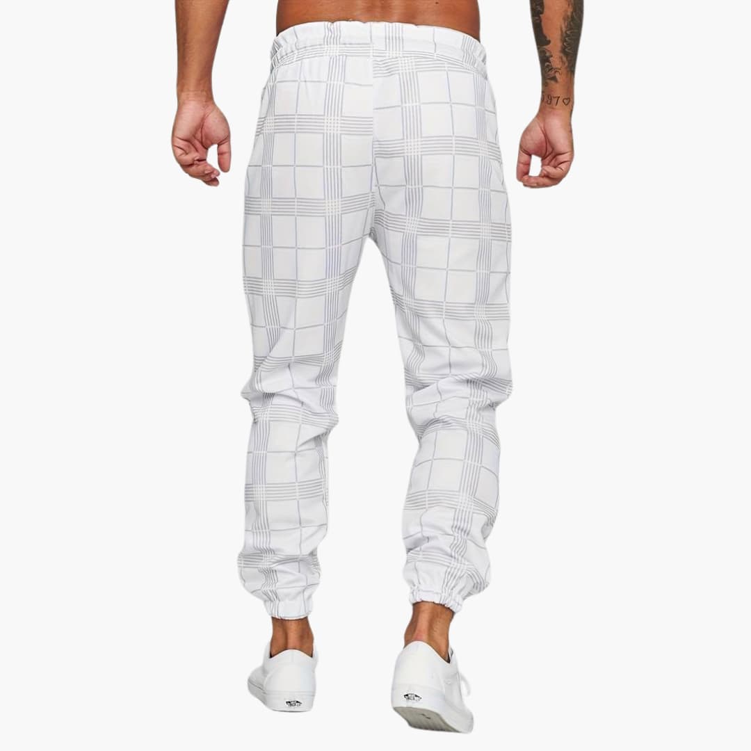Comfortable Checkered Elastic Waist Pants