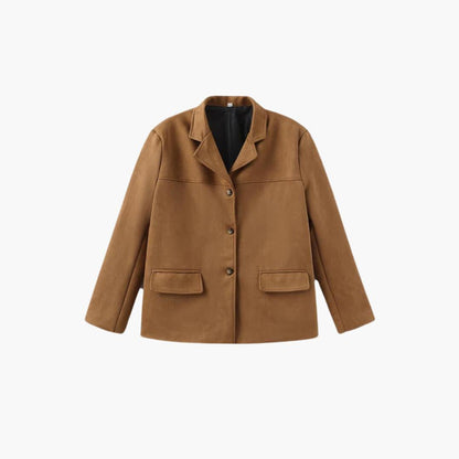 Chic Ladies Suede Coat with Button Front