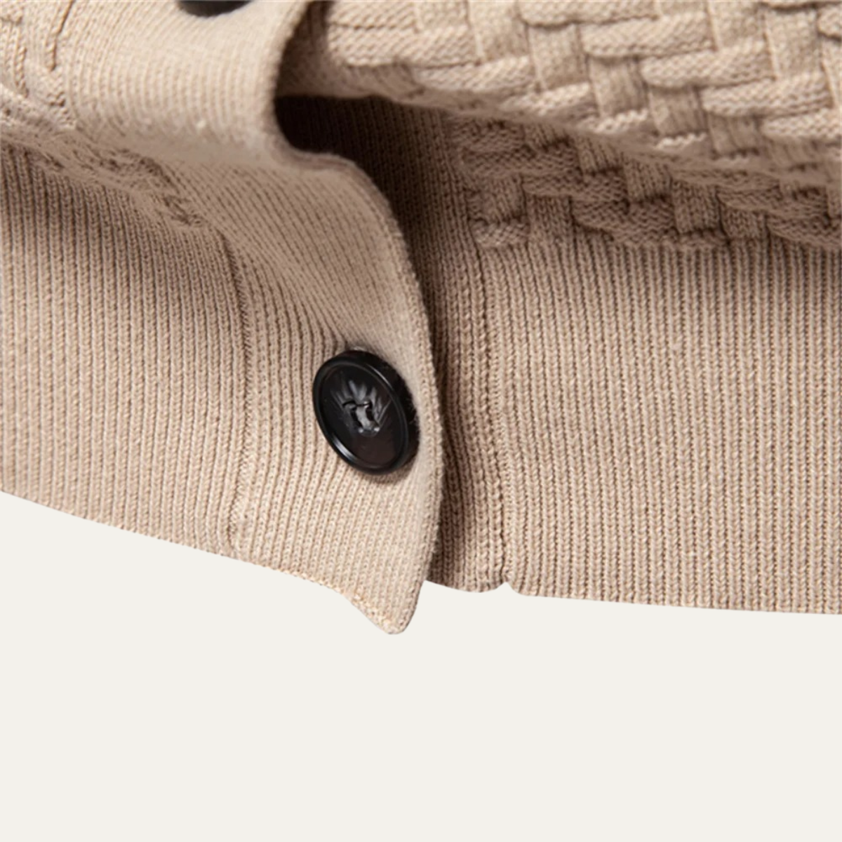 Rugged Mens Cable Knit V Neck Cardigan Sweater