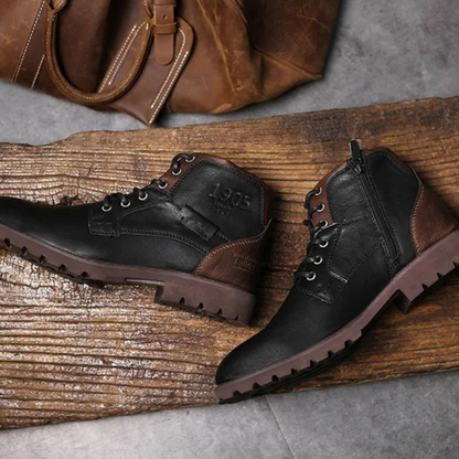 Tough Leather Military Style Ankle Boots