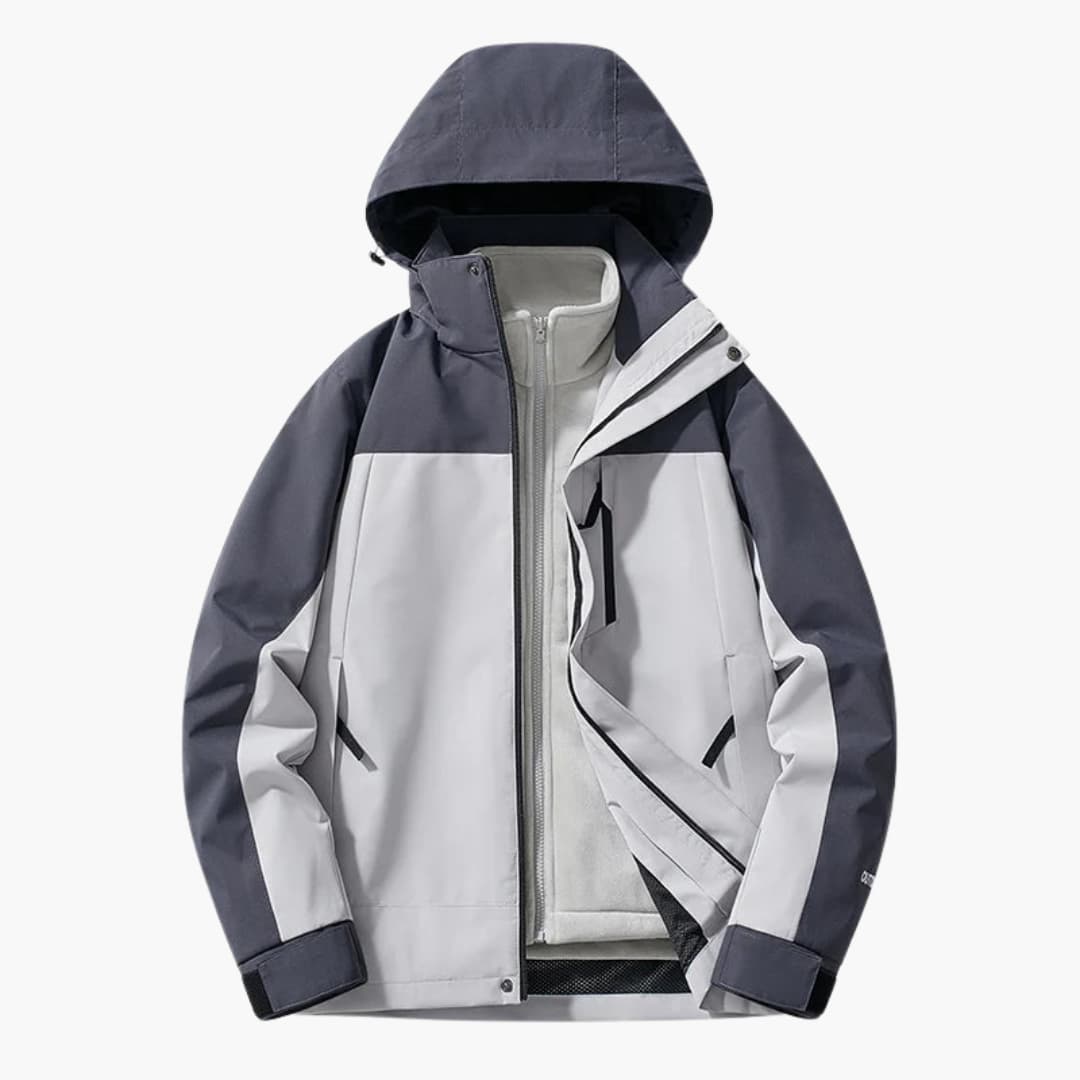 Waterproof Ski Parka with Hood and Zip Pockets