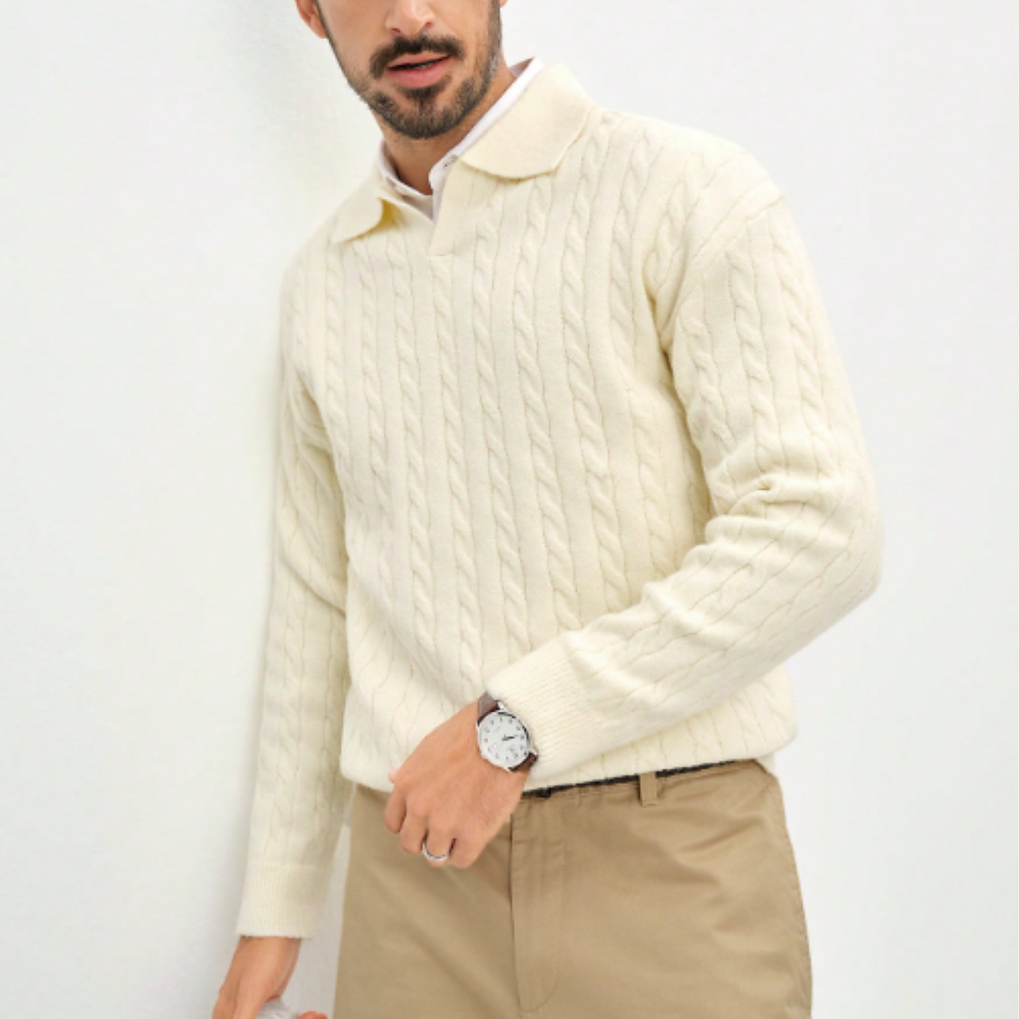 Men's Thick Cozy Cable Knit Half Zip Sweater