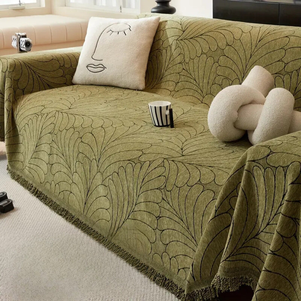 Stylish Leaf Pattern Sofa Slipcover
