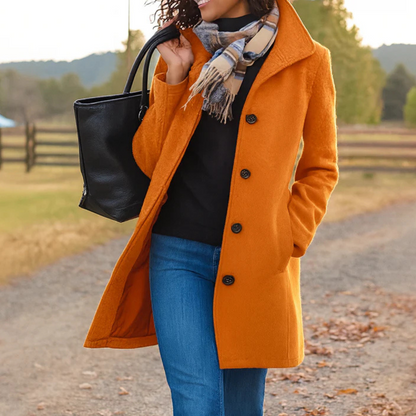 Ladies Classic Long Button Coat