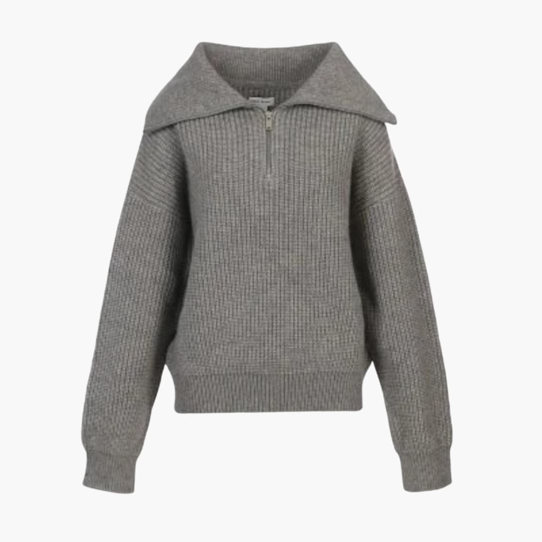 Women's Zip Up Ribbed Knit Sweater