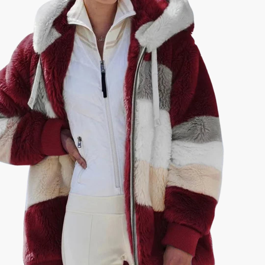 Ladies' Zip Up Striped Hoodie Coat
