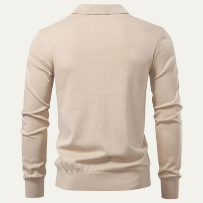 Classic Men's Crew Neck Knit Polo Sweater