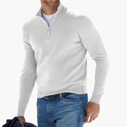 Men's Zip Up Crew Neck Textured Sweater