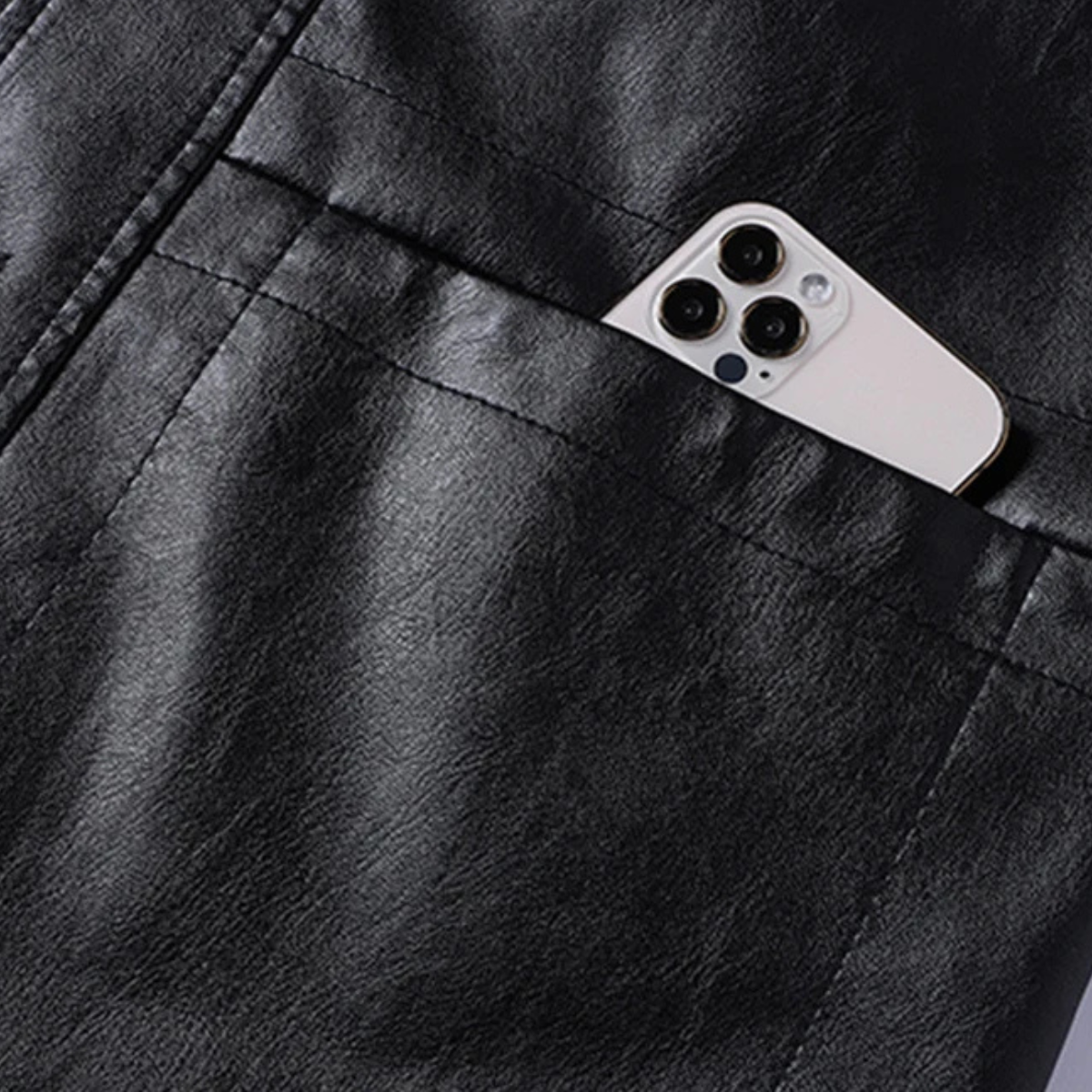 Classic Mens Leather Button Down Coat