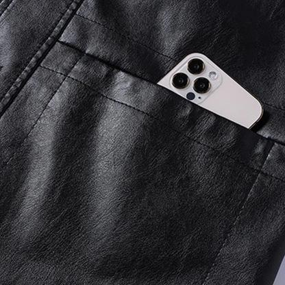 Classic Mens Leather Button Down Coat