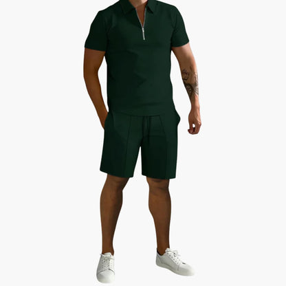 Men's Athletic Zip Up Shirt and Short Set