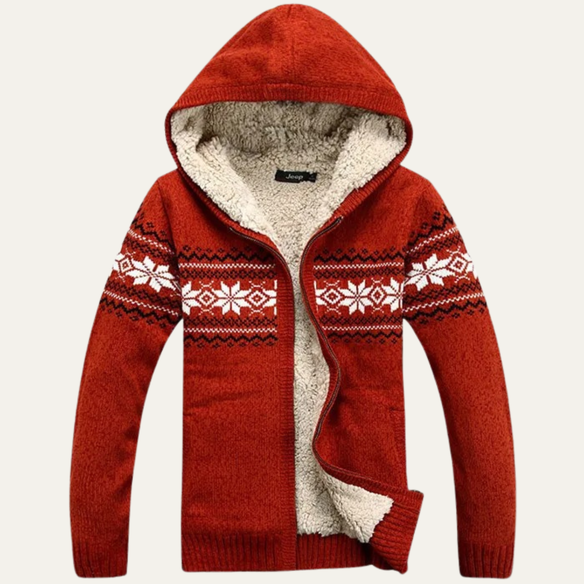 Warm Nordic Pattern Men's Knit Zip Jacket