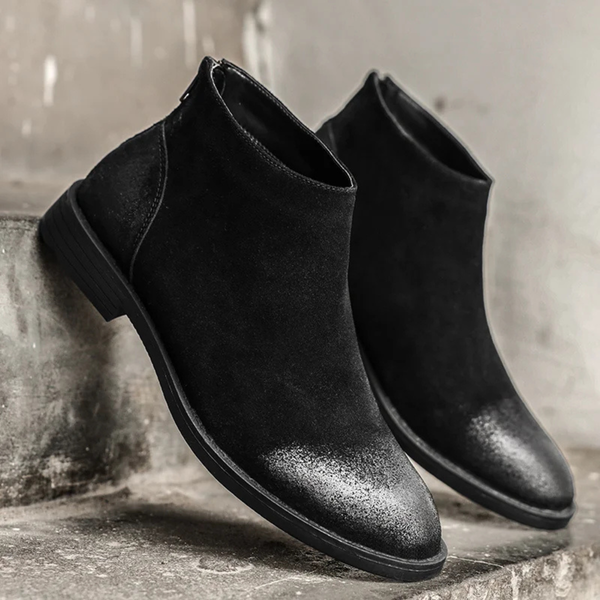 Classic Men's Suede Chelsea Ankle Boots with Zip