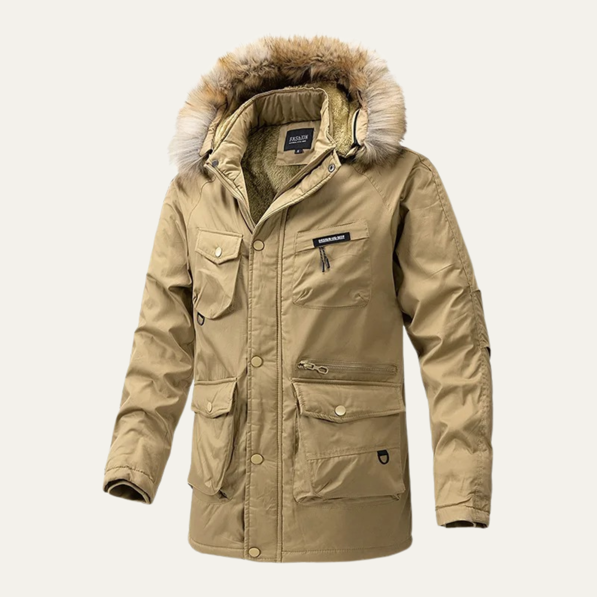 Warm Men's Waterproof Down Parka with Multiple Pockets