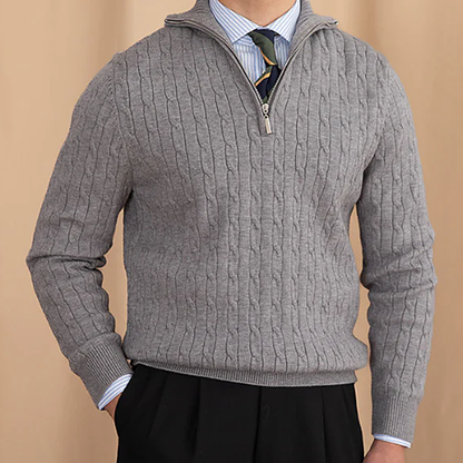 Classic Men's Cable Knit Half Zip Sweater