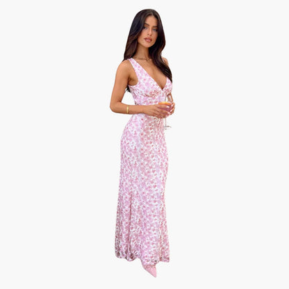 Chic V-Neck Maxi Dress for Women