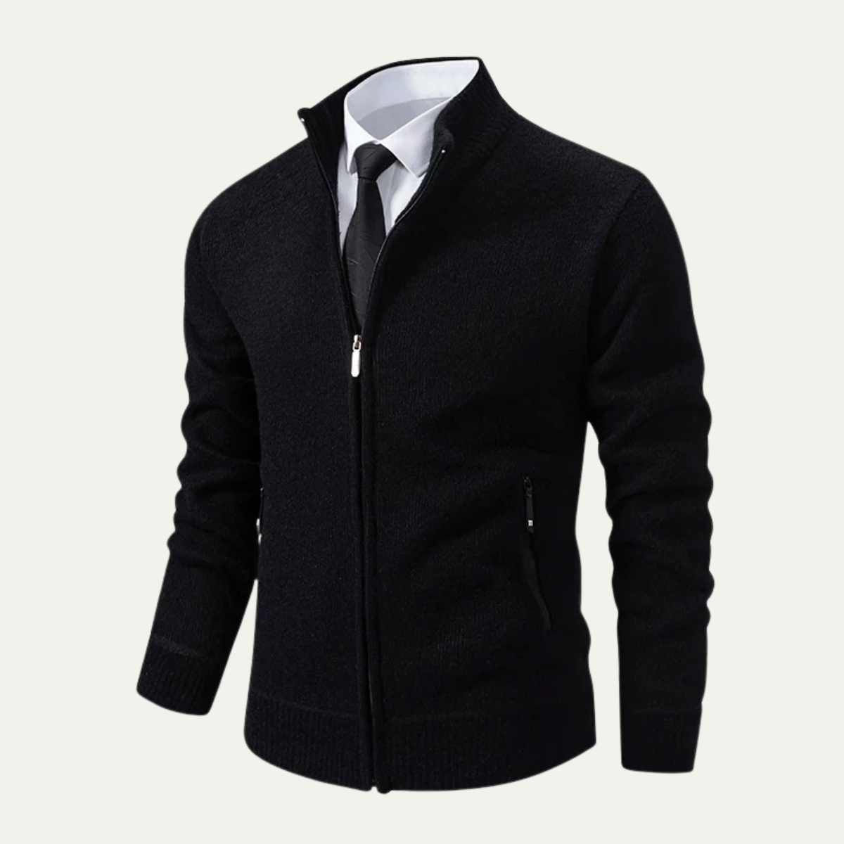 Classic Men's Knitted Zipper Cardigan with Pockets