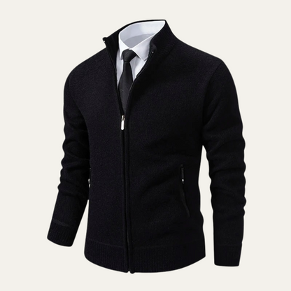 Classic Men's Knitted Zipper Cardigan with Pockets