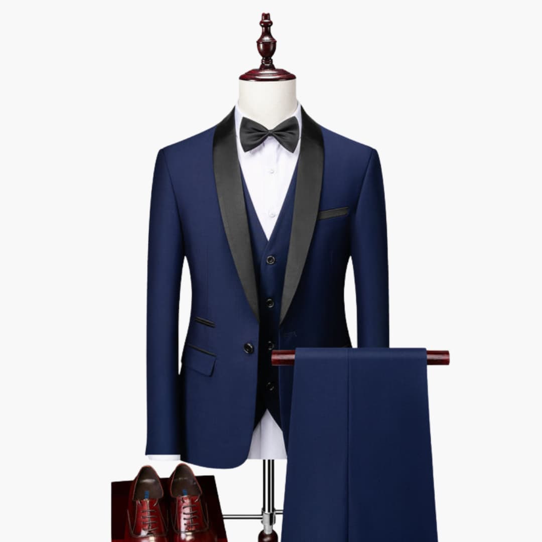 Classic Men's 3 Piece Suit with Shawl Collar