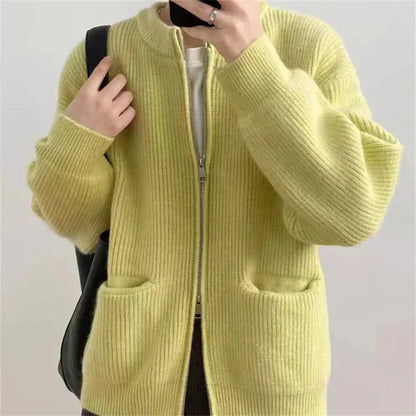 Cozy Oversized Zip Cardigan with Pockets