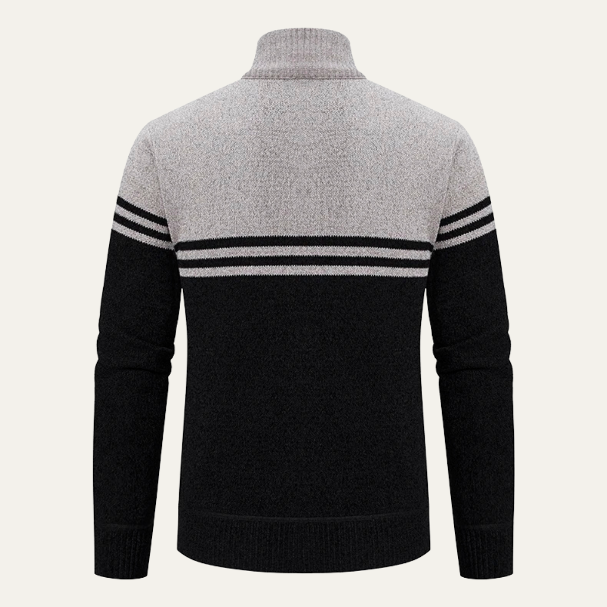 Warm Men's Striped Fleece Lined Knit Jacket Sweater