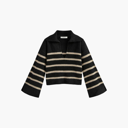 Ladies' Striped V-Neck Sweater Top