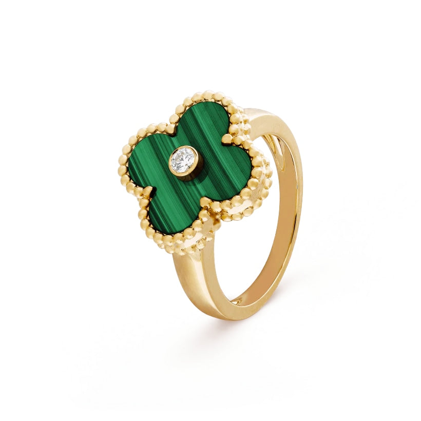 Luxury Silver Gold Plated Leaf Ring
