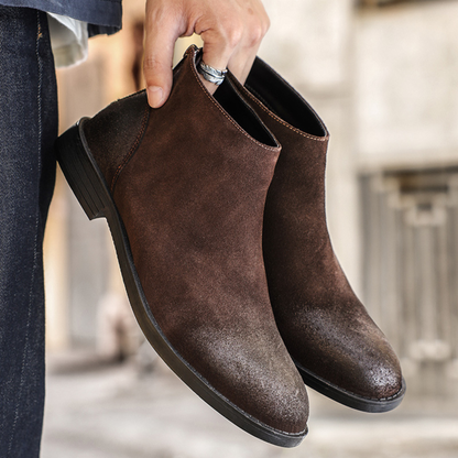 Classic Men's Suede Leather Zip Boots