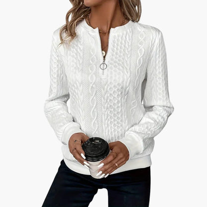 Women's Cable Knit Zip Up Sweater