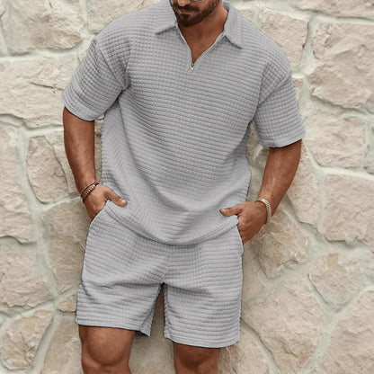 Casual Polo Shirt and Shorts Set for Men