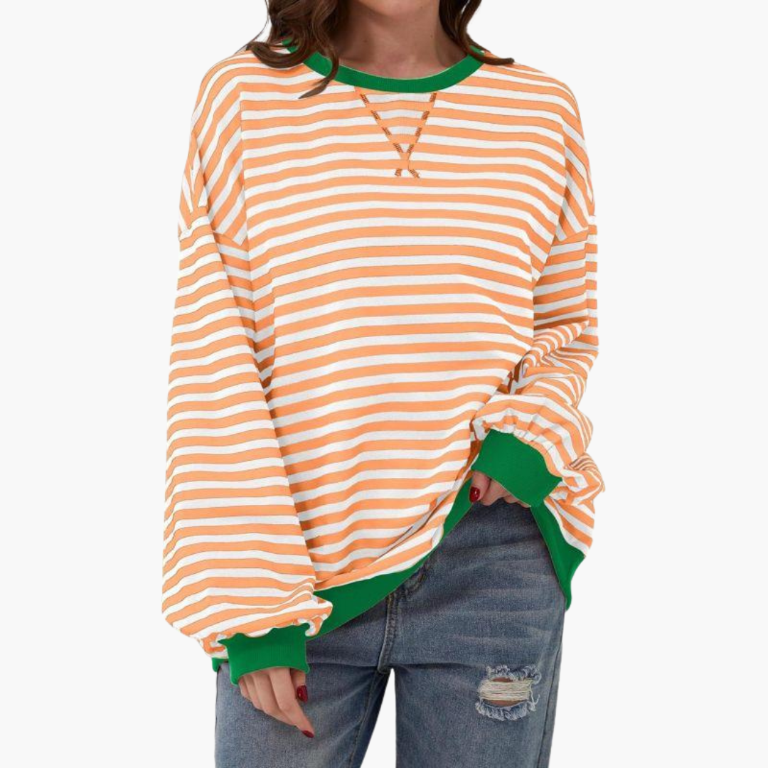 Relaxed Fit Women's Stripe Sweatshirt – Soft Long Sleeve Top