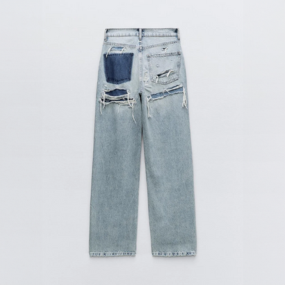 Distressed Classic Straight Leg Jeans
