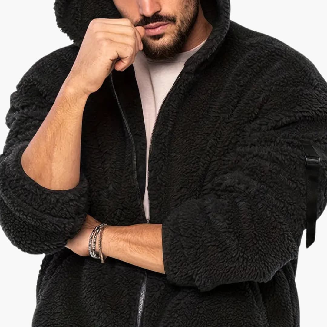 Men's Fleece Zip Up Long Sleeve Jacket