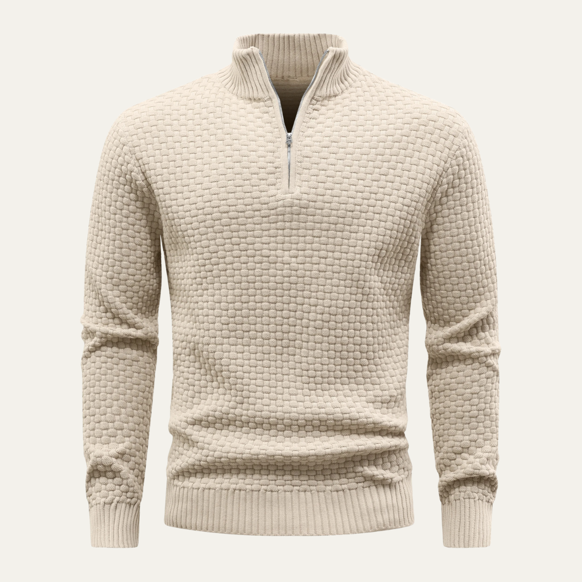 Men's Thick Quarter Zip Cable Knit Sweater