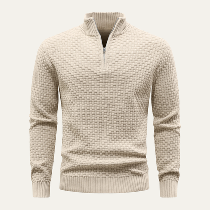 Men's Thick Quarter Zip Cable Knit Sweater