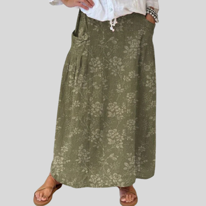 Ladies Classic Floral A-Line Pocket Skirt
