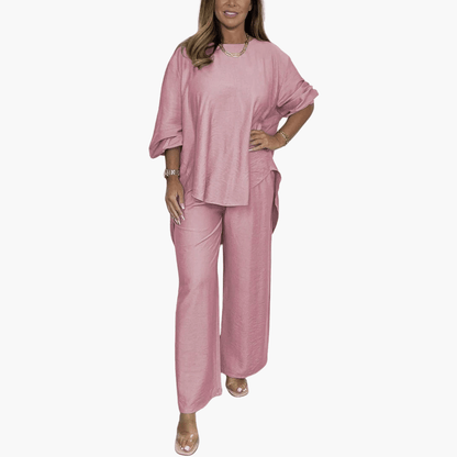 Comfy Women's Pajama Set with Wide Leg Pants