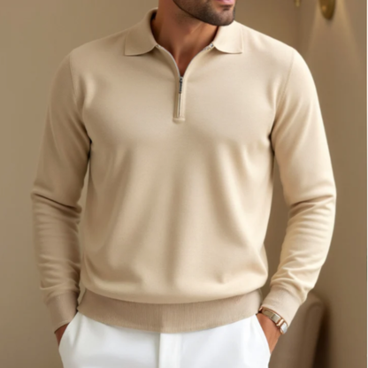 Classic Men's Quarter Zip Knit Polo Sweater