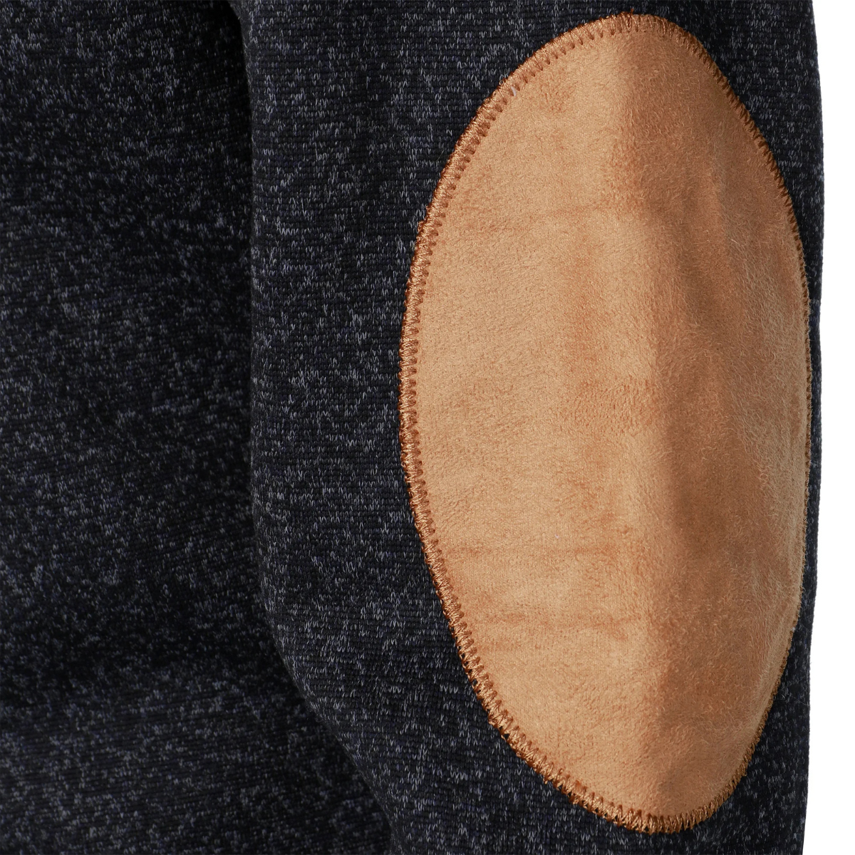 Rugged Men's Fleece Pullover with Leather Elbow Patches