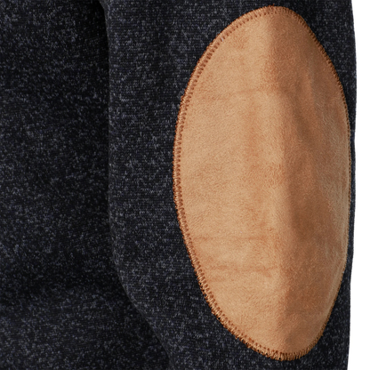 Rugged Men's Fleece Pullover with Leather Elbow Patches