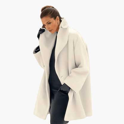 Ladies Red Coat with Oversized Collar and Full Sleeves