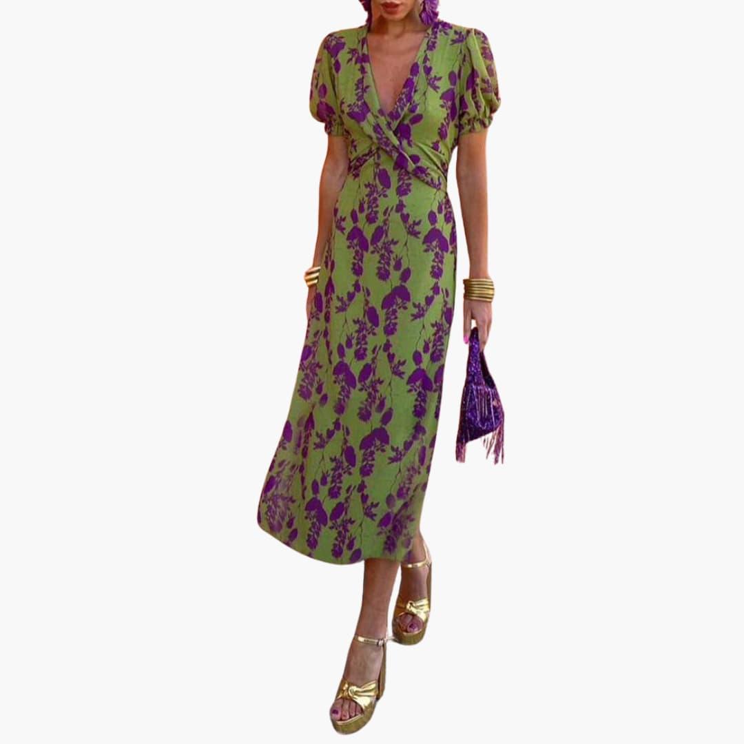 Chic V-Neck Floral Summer Dress for Women
