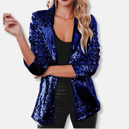 Glittering Sequin Trimmed Casual Blazer