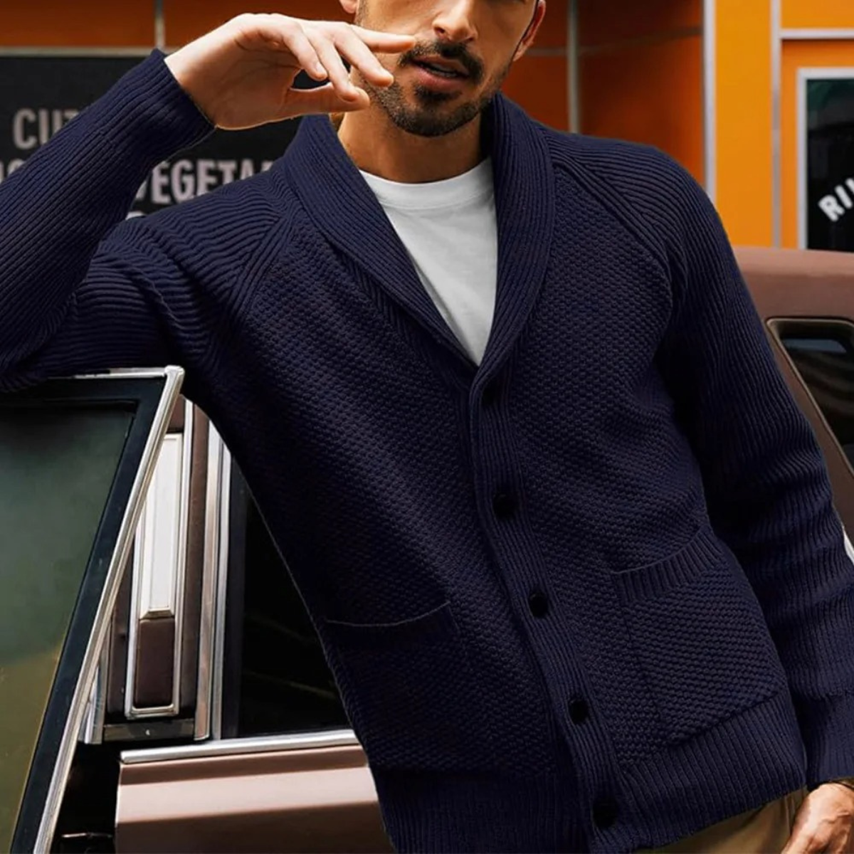 Classic Men's Button Front Sweater Cardigan