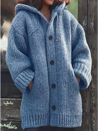 Cozy Women's Button Front Thick Knit Cardigan Sweater