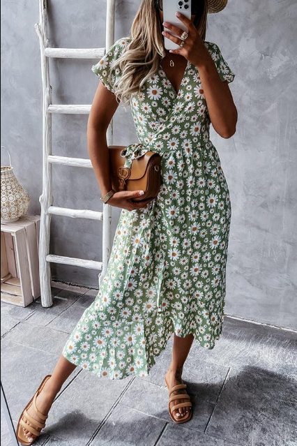 Loose Fit Floral A-Line Summer Dress