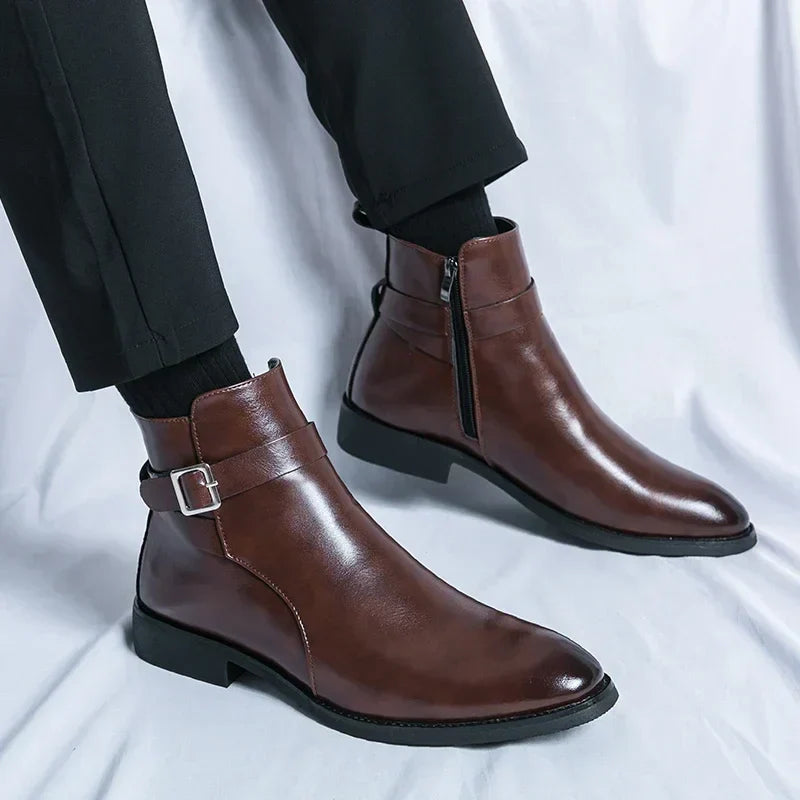 Smart Mens Leather Ankle Boots
