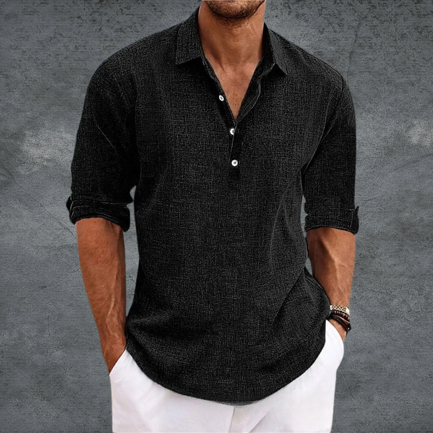 Casual Mens Button Down Roll Sleeve Shirt